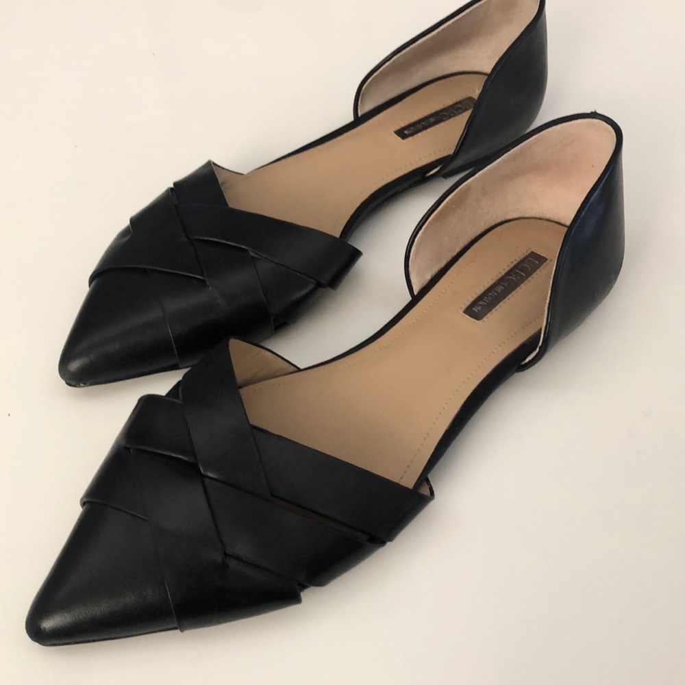 BCBG Black Leather Flats